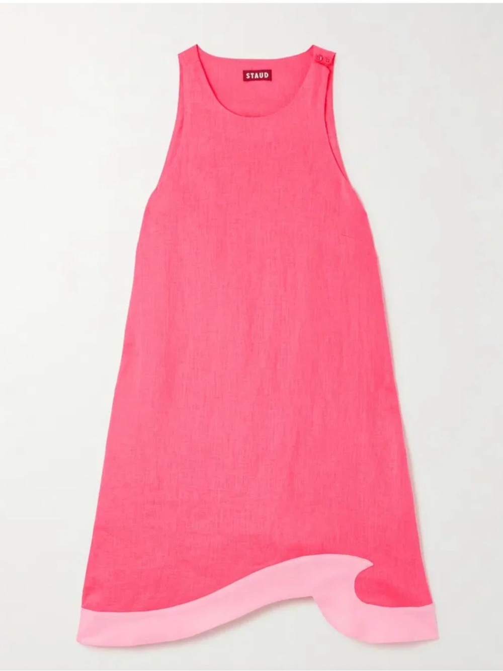 STAUD Allori Dress 100% Linen Size Med Paradise Coral Pink Pearl New! - Picture 2 of 10